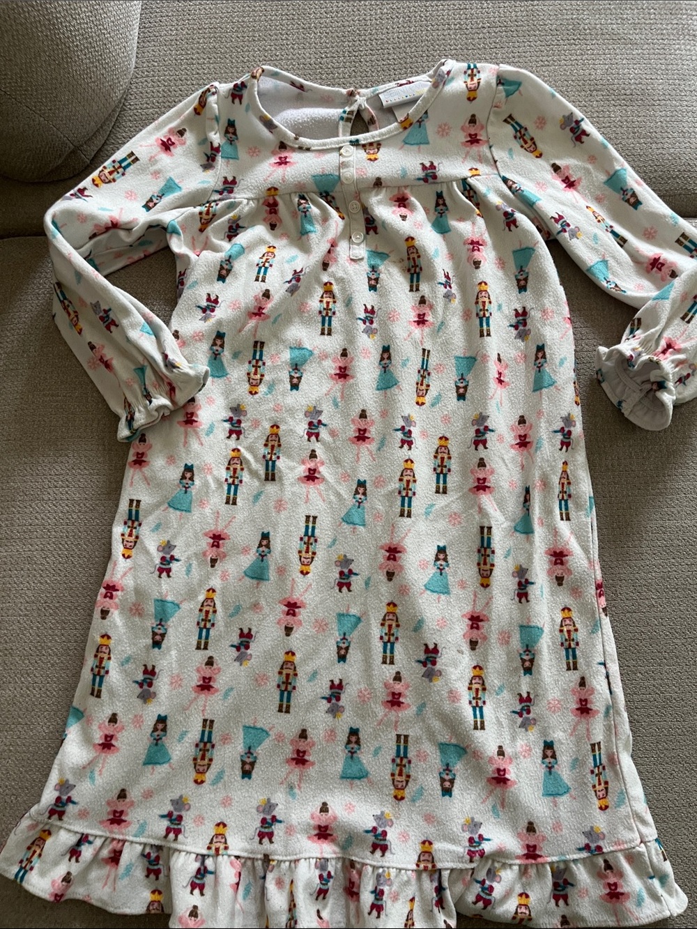 💙5 for $10💙 White Nutcracker & Ballerina Printed Pajama Nightgown size 4t